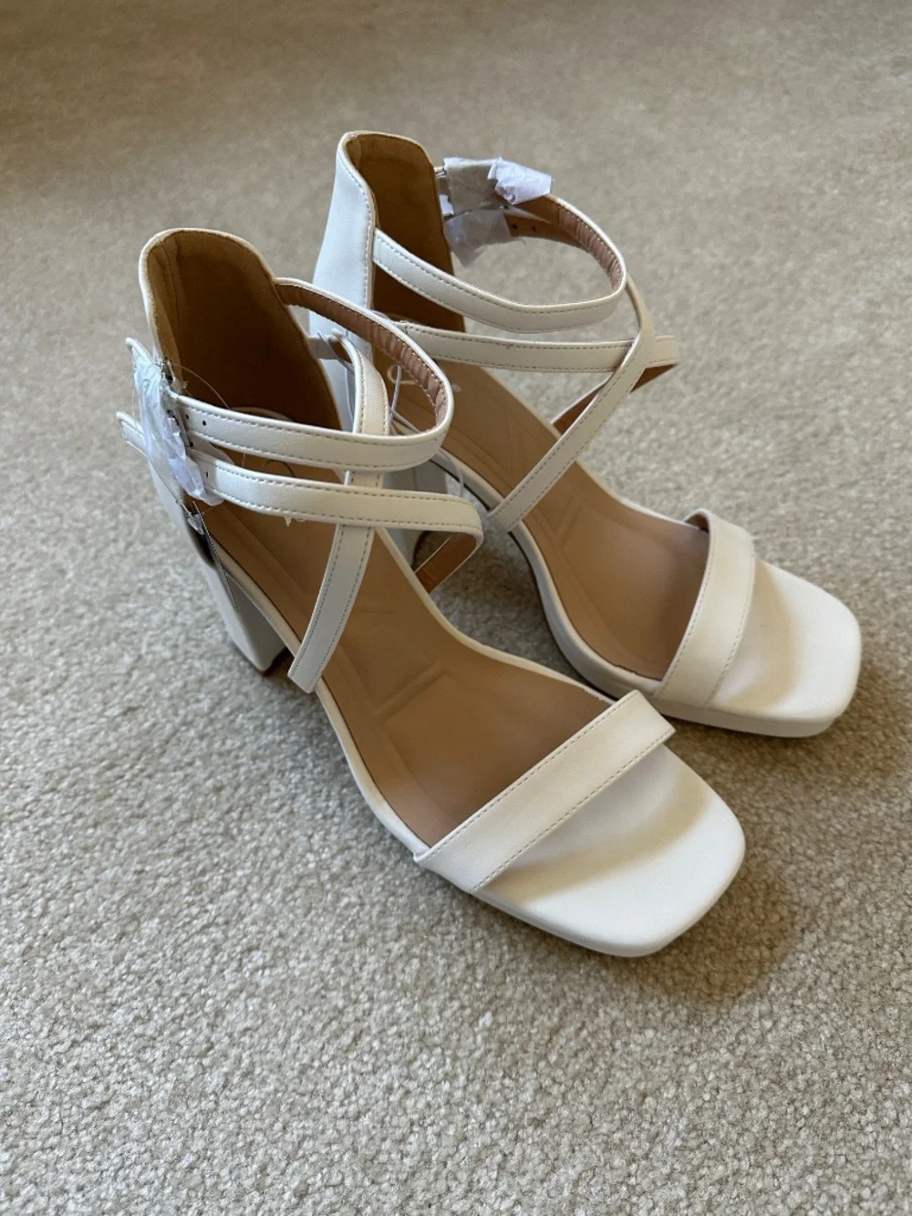 Strappy White Platform Heels - Picture 5 of 7